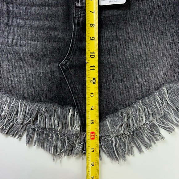We The Free People Womens Bailey Mini Skirt Black Pockets Frayed Denim 24 New - Picture 6 of 12